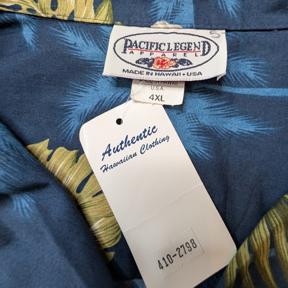 Pacific Legend Shirt Mens 4XL Blue Tropical Hibiscus Hawaiian Camp Cotton USA - Picture 2 of 6